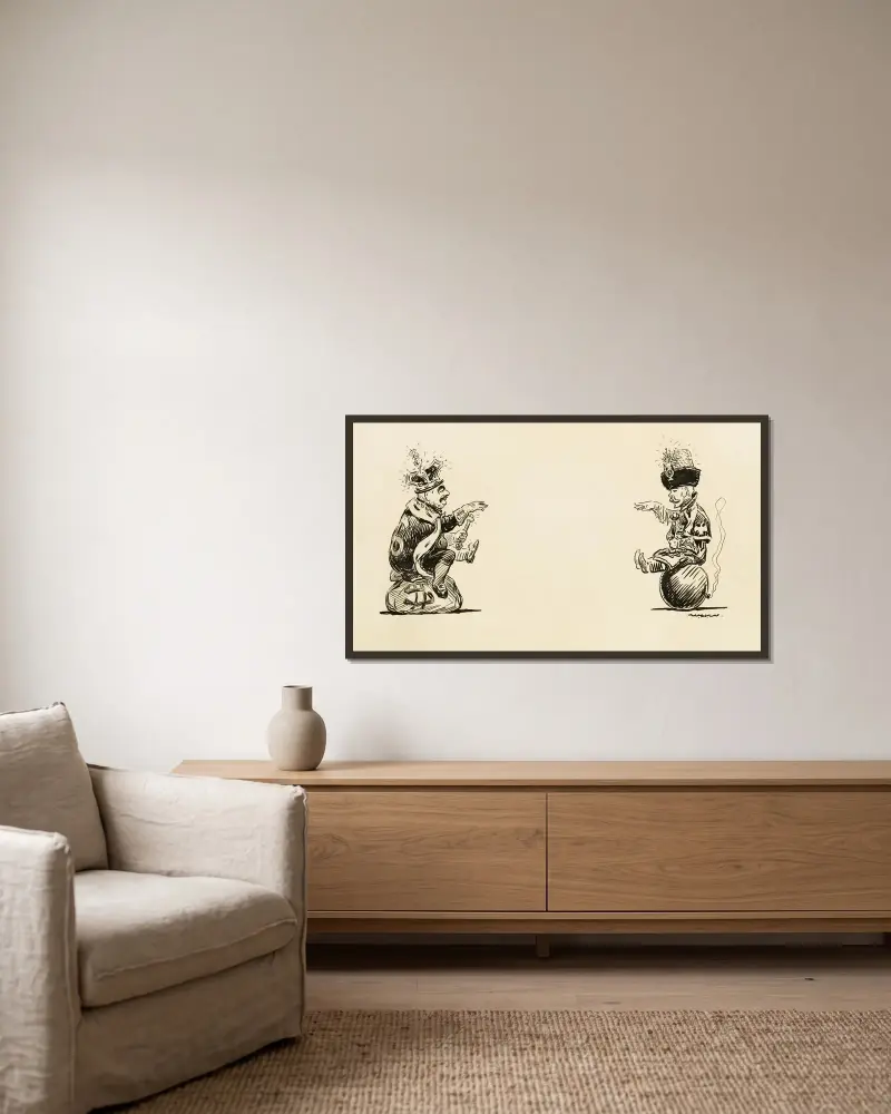 Zwei Könige im Gespräch von William Henry Walker gerahmt an einer Wand