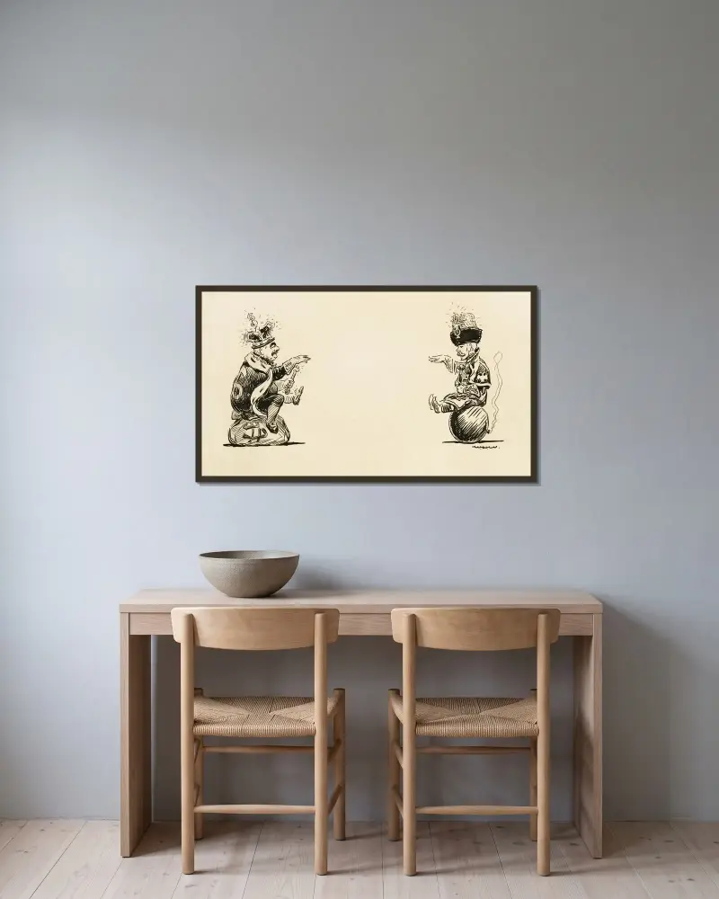 Zwei Könige im Gespräch von William Henry Walker gerahmt an einer Wand