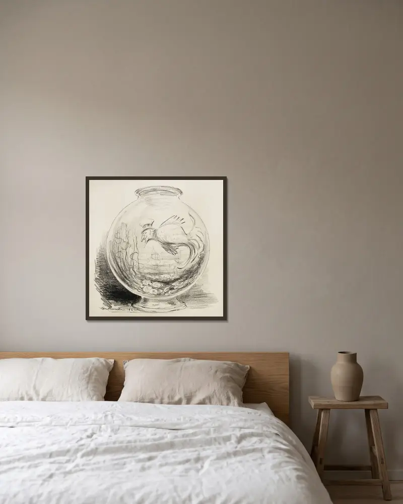Uncle Sam als Fisch in einer Schüssel von William Henry Walker gerahmt an einer Wand