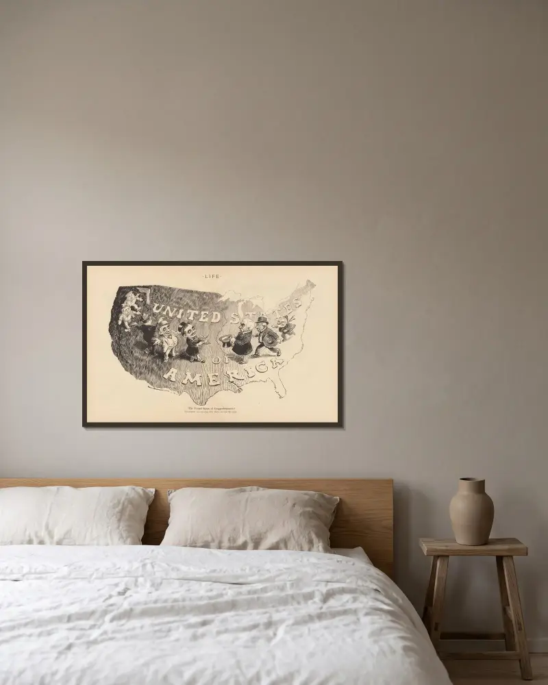 United States of Guggenheimerica av William Henry Walker inramad på en vägg