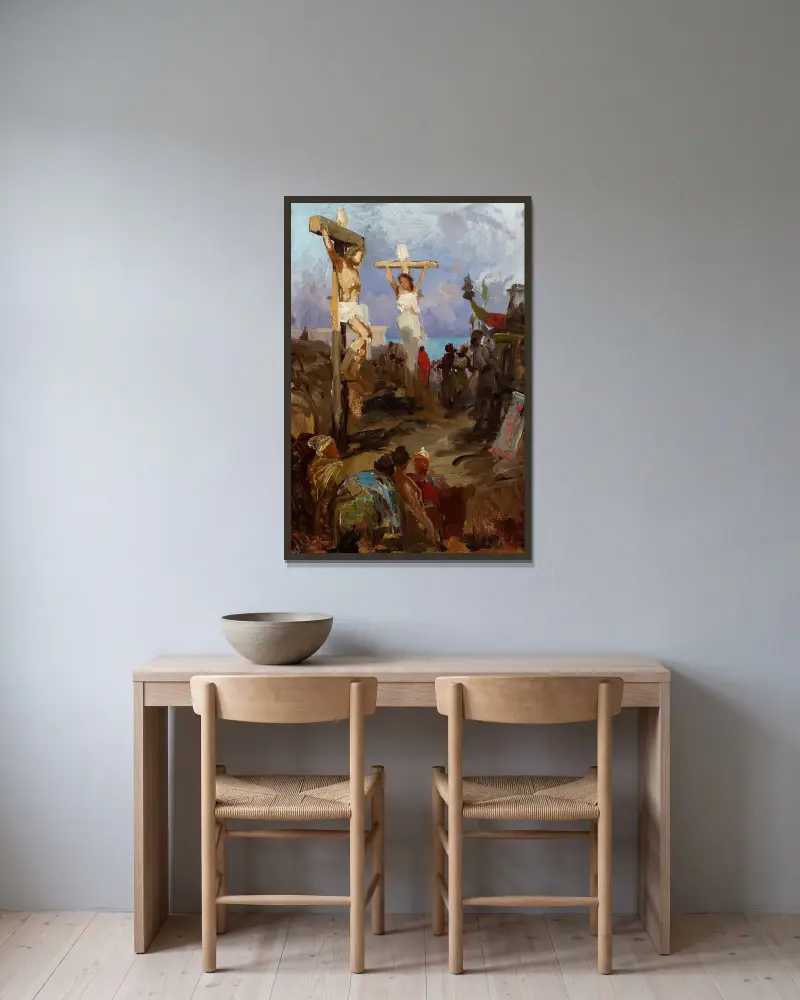 Christian Golgotha, sketch av Henryk Siemiradzki inramad på en vägg