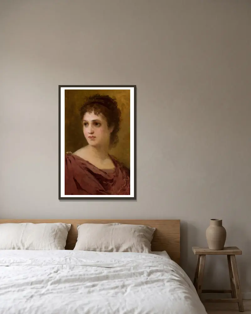 Head of a woman av Henryk Siemiradzki inramad på en vägg