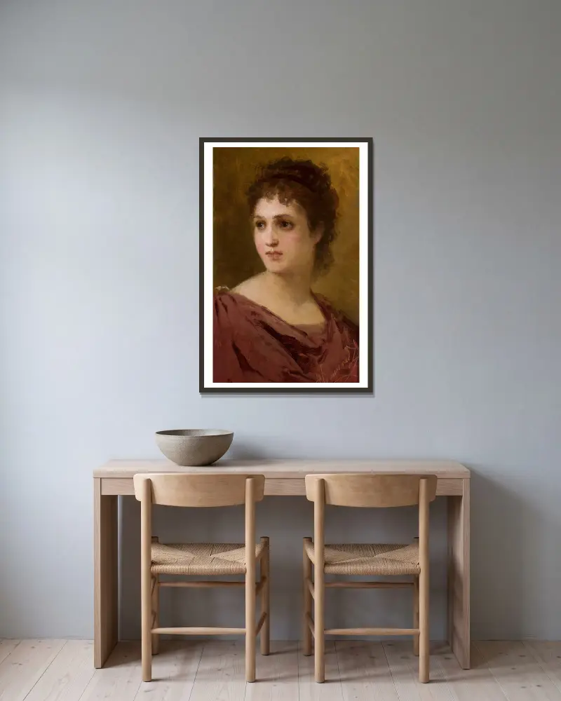 Head of a woman av Henryk Siemiradzki inramad på en vägg