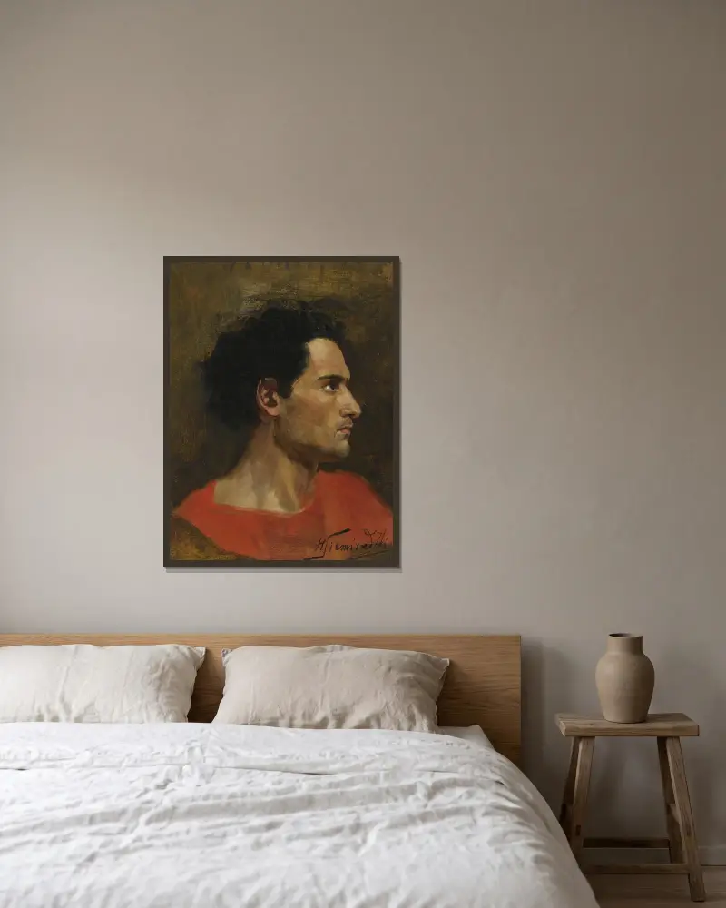 Man in profile av Henryk Siemiradzki inramad på en vägg