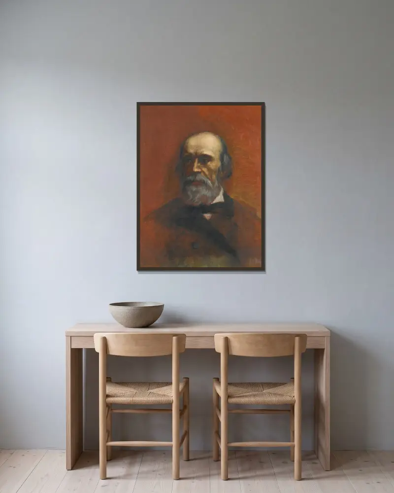 Portrait of a man said to be Walerjan Zawisza Linkowiec av Henryk Siemiradzki inramad på en vägg
