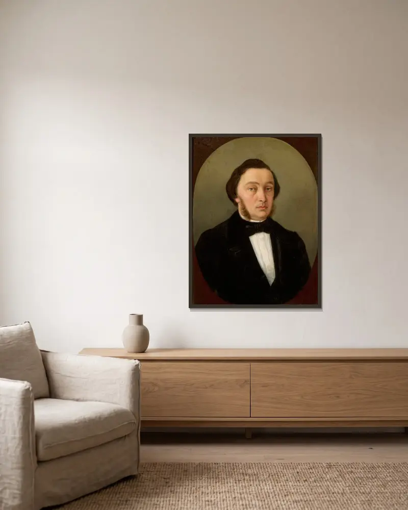 Portrait of a man with side-whiskers av Henryk Siemiradzki inramad på en vägg