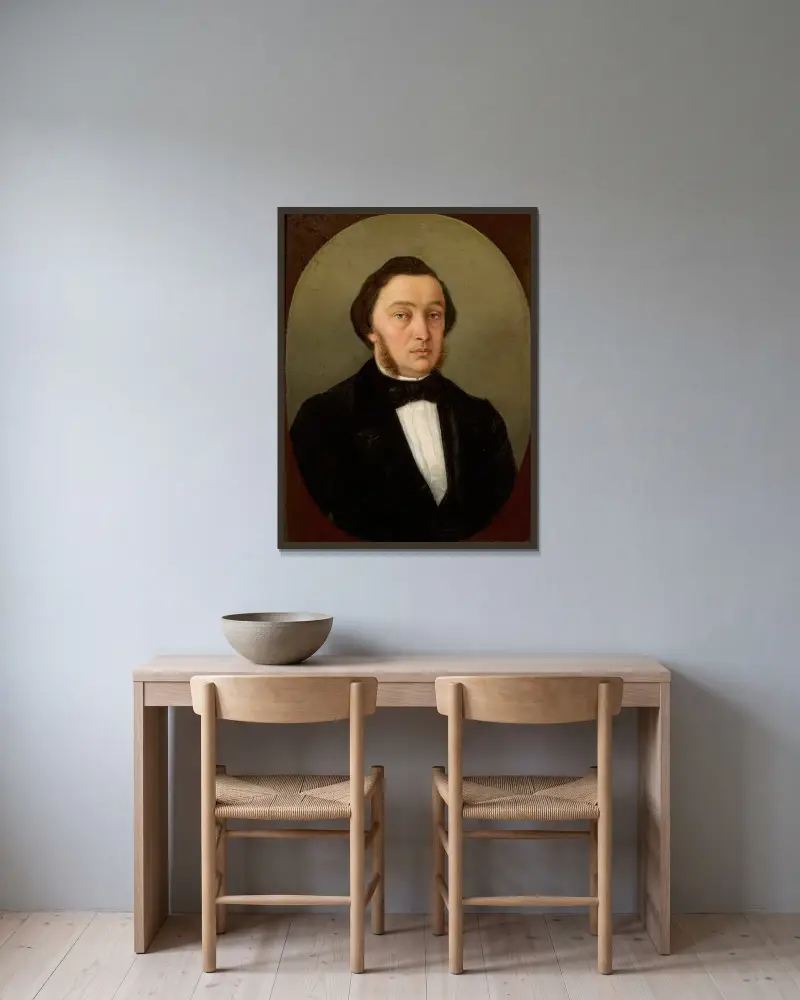 Portrait of a man with side-whiskers av Henryk Siemiradzki inramad på en vägg