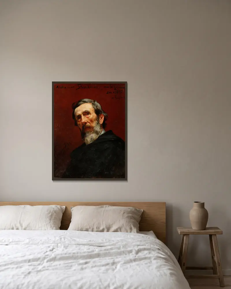 Portrait of Aleksander Stankiewicz, painter av Henryk Siemiradzki inramad på en vägg