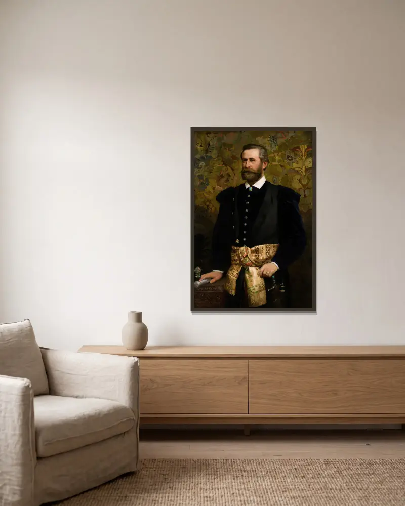 Portrait of Ludwik Wodzicki (1834–1894), Marhal of the Galician Seym av Henryk Siemiradzki inramad på en vägg