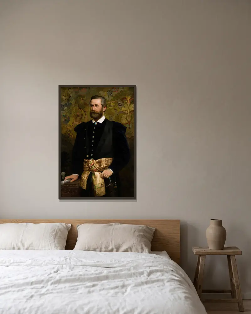 Portrait of Ludwik Wodzicki (1834–1894), Marhal of the Galician Seym av Henryk Siemiradzki inramad på en vägg