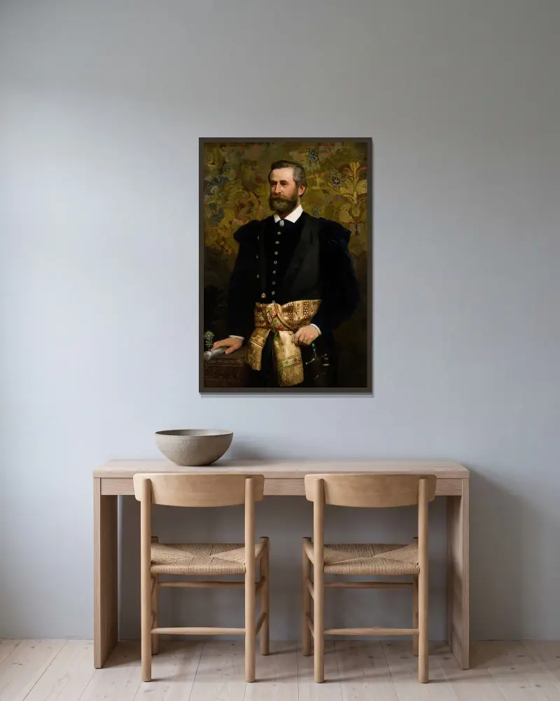 Portrait of Ludwik Wodzicki (1834–1894), Marhal of the Galician Seym av Henryk Siemiradzki inramad på en vägg