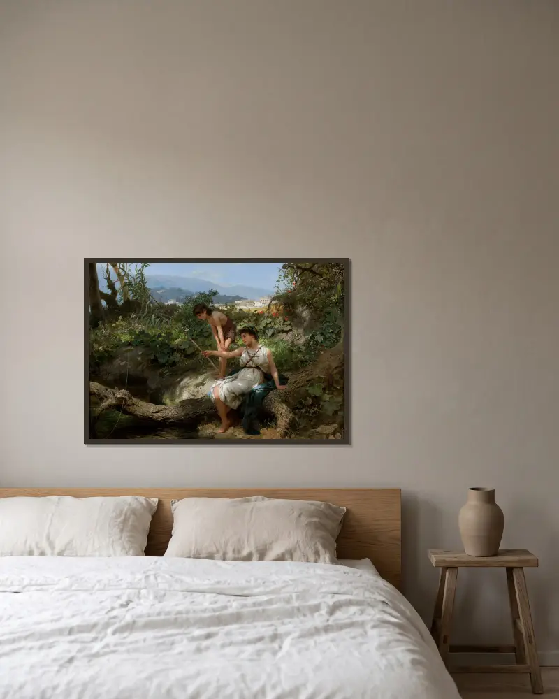 Roman idyll – Fishing av Henryk Siemiradzki inramad på en vägg