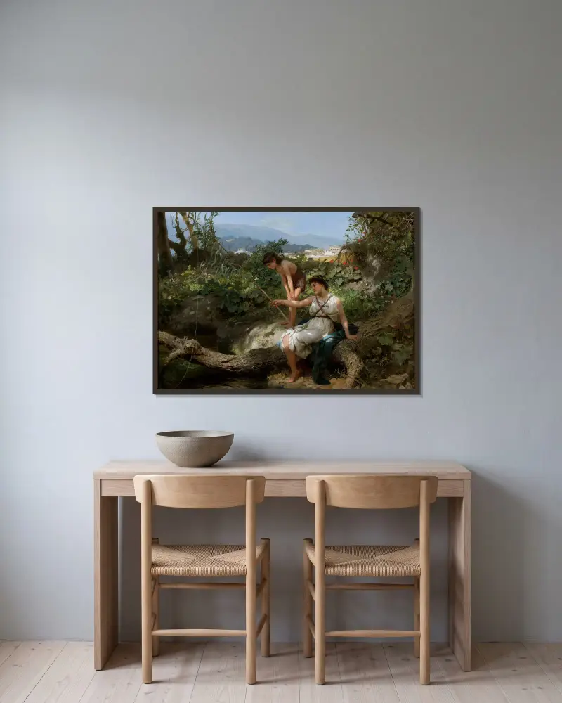 Roman idyll – Fishing av Henryk Siemiradzki inramad på en vägg