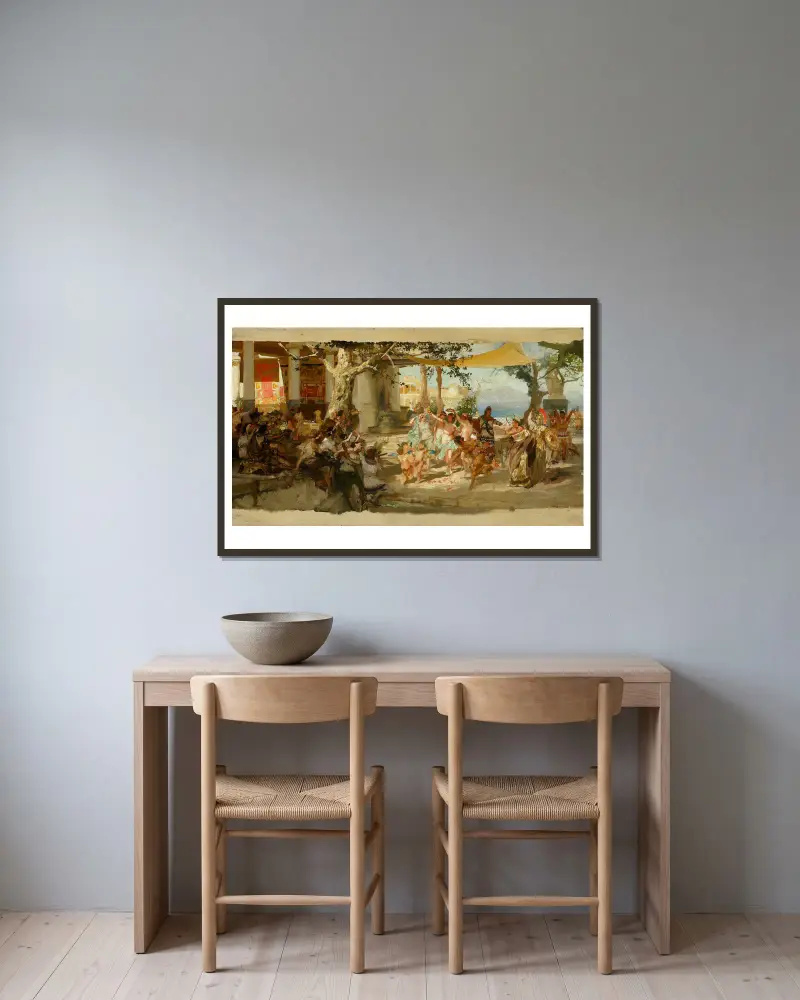 Sketch for “Judgement of Paris” av Henryk Siemiradzki inramad på en vägg