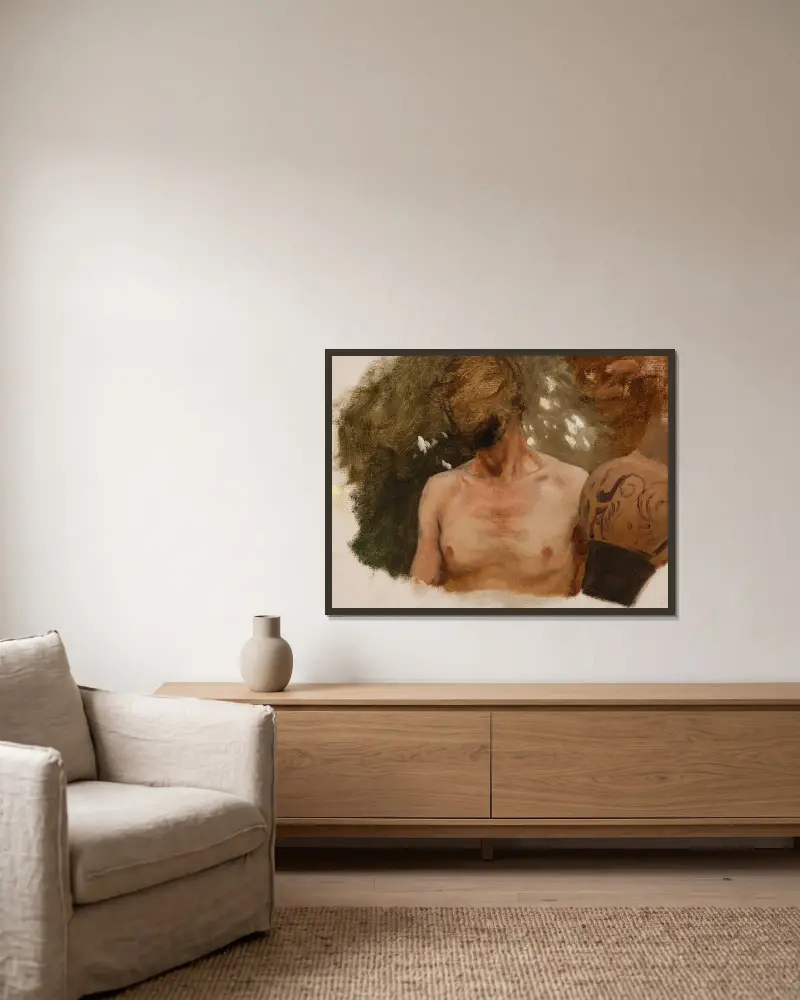 Study of the Bust of a Naked Youth with a Vase av Henryk Siemiradzki inramad på en vägg