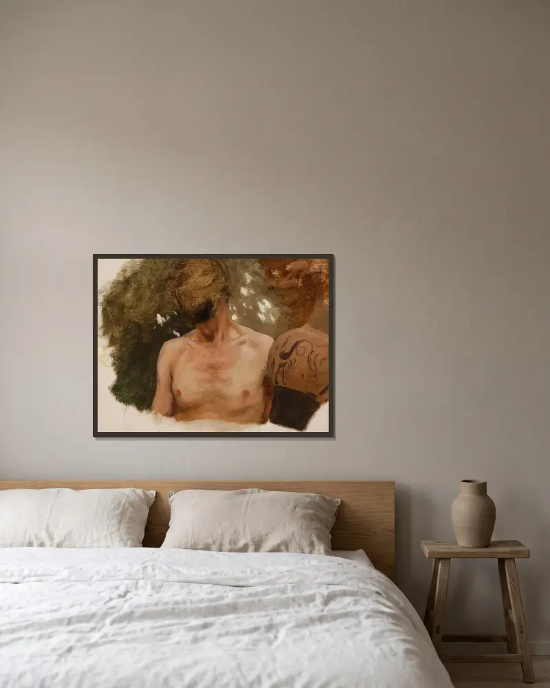 Study of the Bust of a Naked Youth with a Vase av Henryk Siemiradzki inramad på en vägg