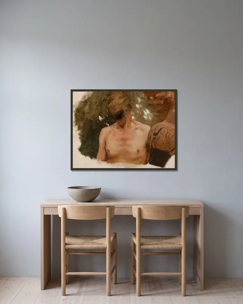 Study of the Bust of a Naked Youth with a Vase av Henryk Siemiradzki inramad på en vägg