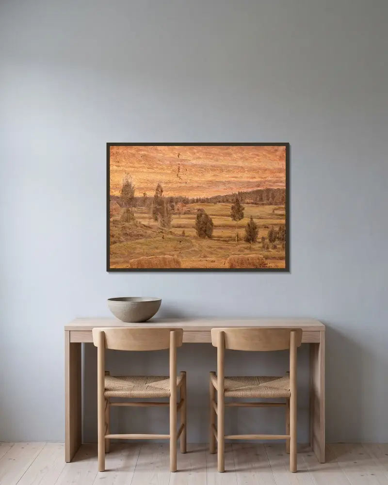 Abendlandschaft von Herman Norrman gerahmt an einer Wand