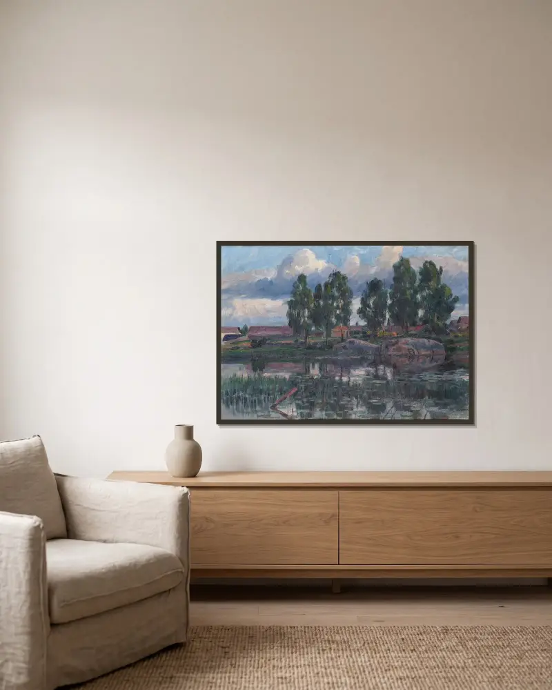 Home Farm av Herman Norrman inramad på en vägg