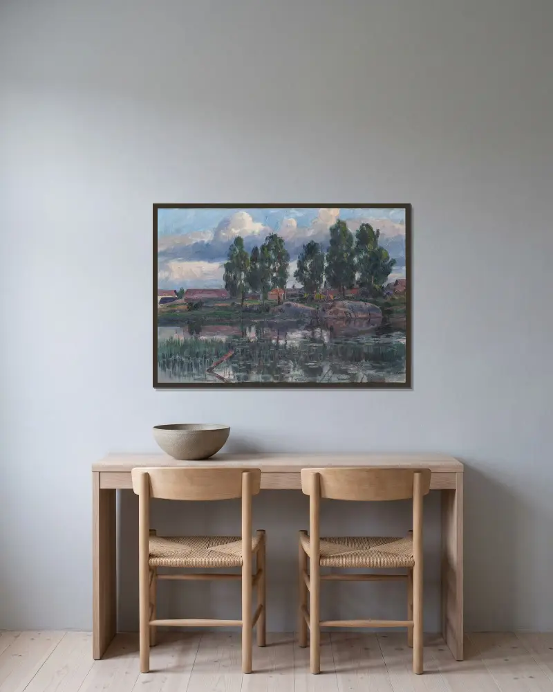 Home Farm av Herman Norrman inramad på en vägg