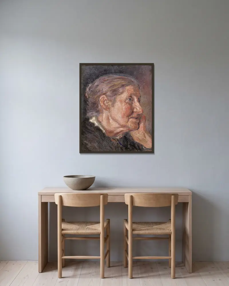 Mrs. F.M. Källgren av Herman Norrman inramad på en vägg