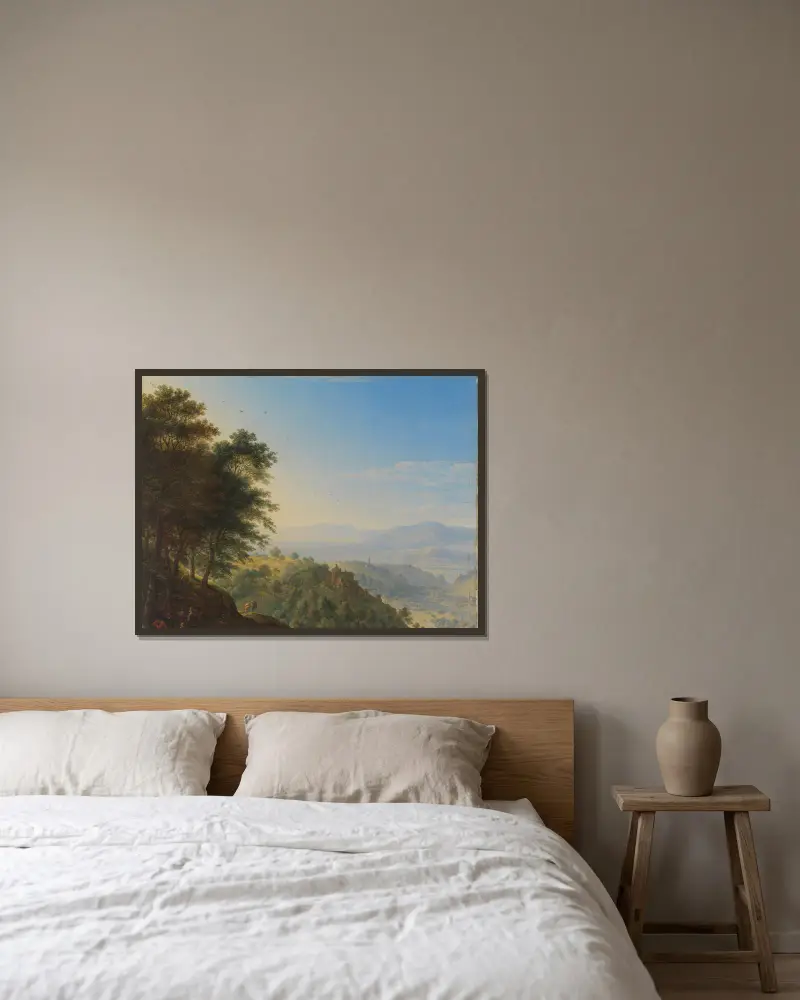 Berglandschap bij Boppard aan de Rijn av Herman Saftleven inramad på en vägg