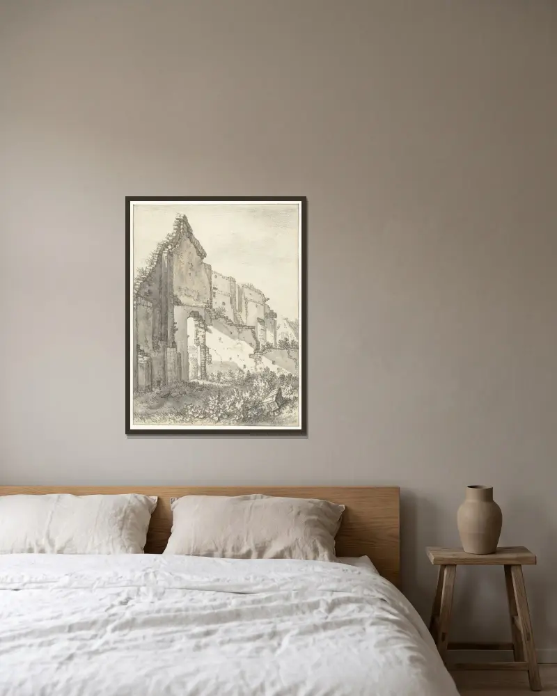 Ruïnes van een gebouw te Utrech av Herman Saftleven inramad på en vägg