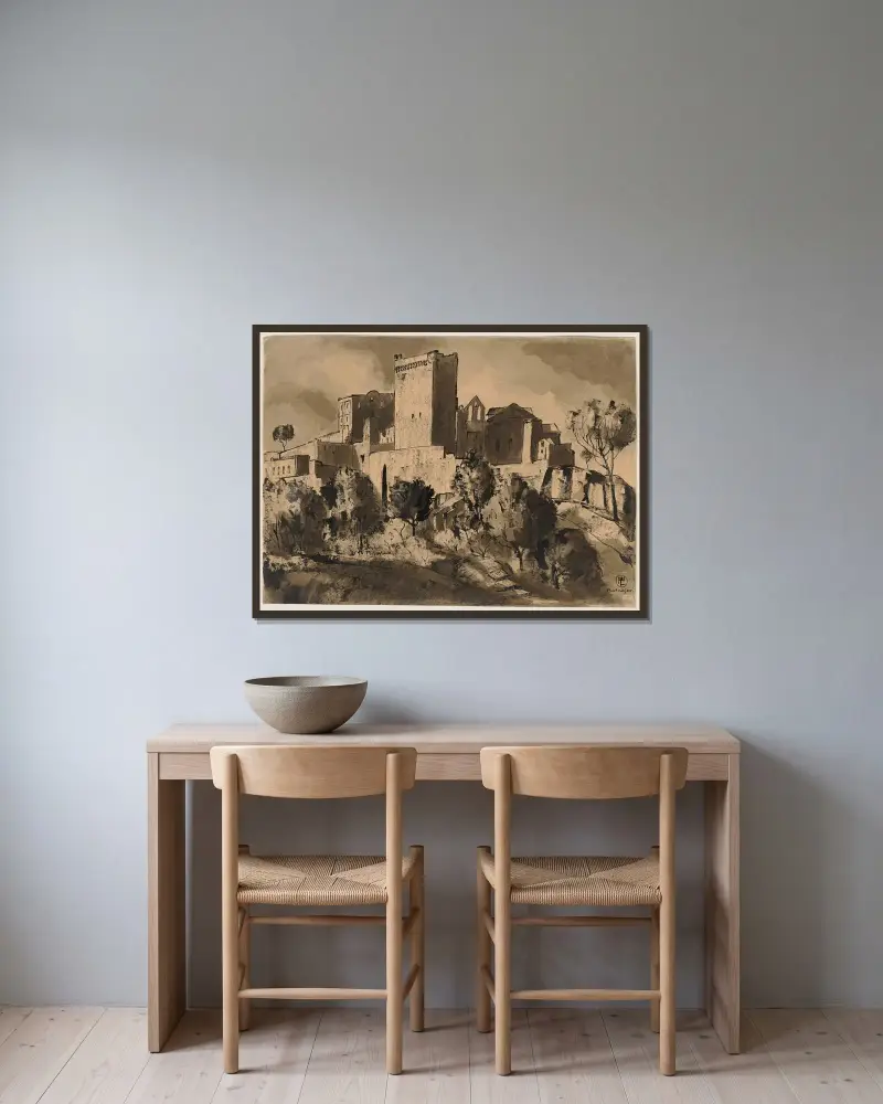 Abbey Montmajour av Hermann Lismann inramad på en vägg