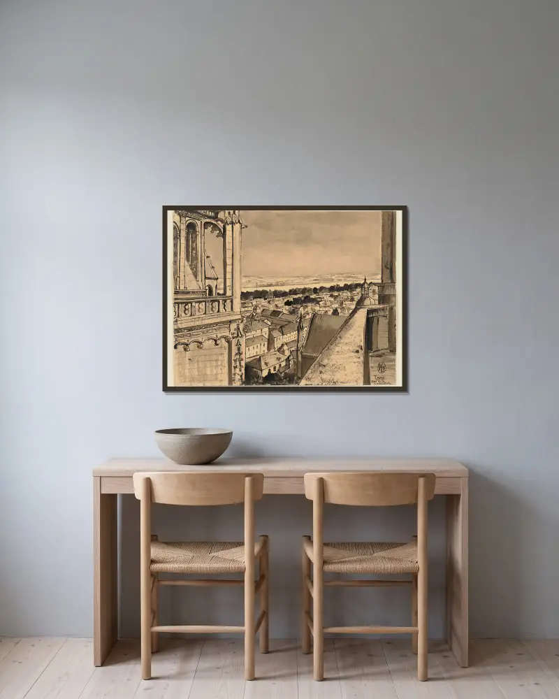 Blick von der Kathedrale in Tours av Hermann Lismann inramad på en vägg
