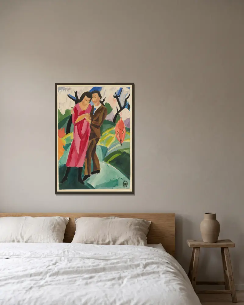 Paar im Freien von Hermann Lismann gerahmt an einer Wand