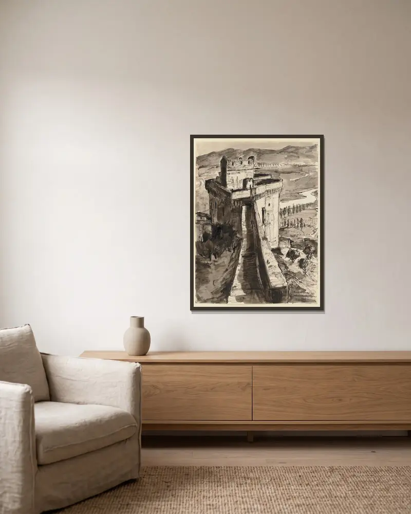 Fort Saint-André in Villeneuve-les-Avignon. – nr 2 av Hermann Lismann inramad på en vägg