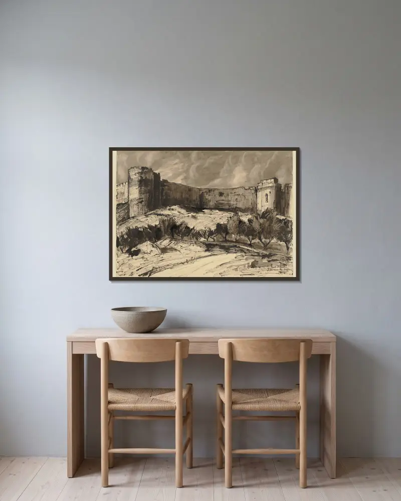 Fort Saint-André in Villeneuve-les-Avignon – nr 1 av Hermann Lismann inramad på en vägg