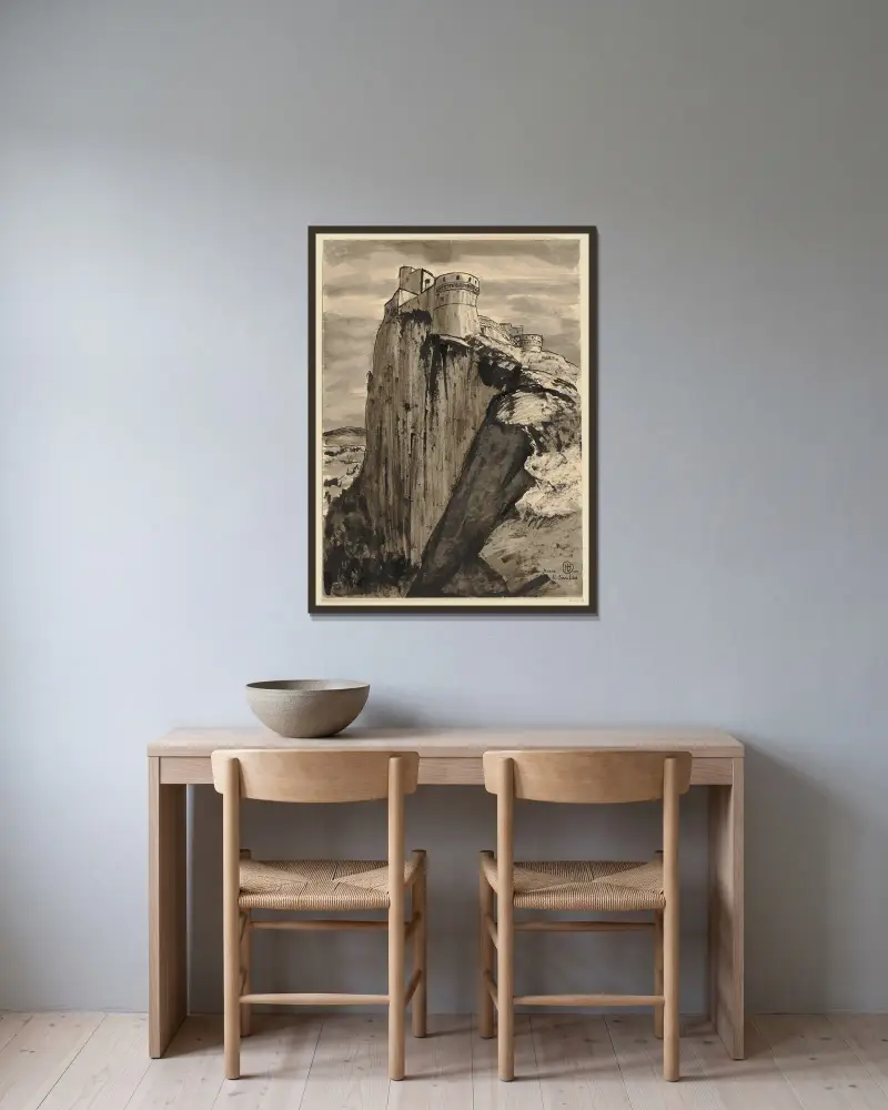 Rocca di San Leo av Hermann Lismann inramad på en vägg