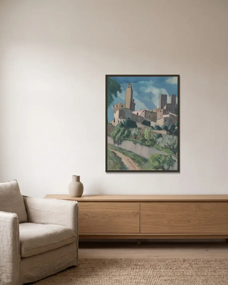 San Gimignano, 1922, Hermann Lismann v rámu na stěně