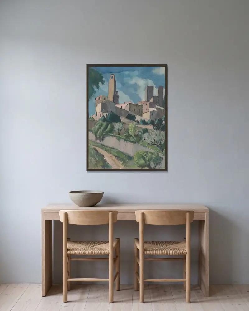 San Gimignano, 1922, Hermann Lismann v rámu na stěně