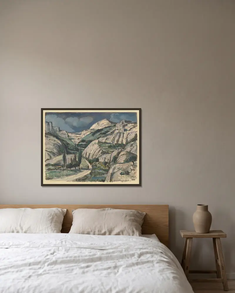 St.-Guilhem-le-Désert (Hérault), cirque du Bout du Monde av Hermann Lismann inramad på en vägg
