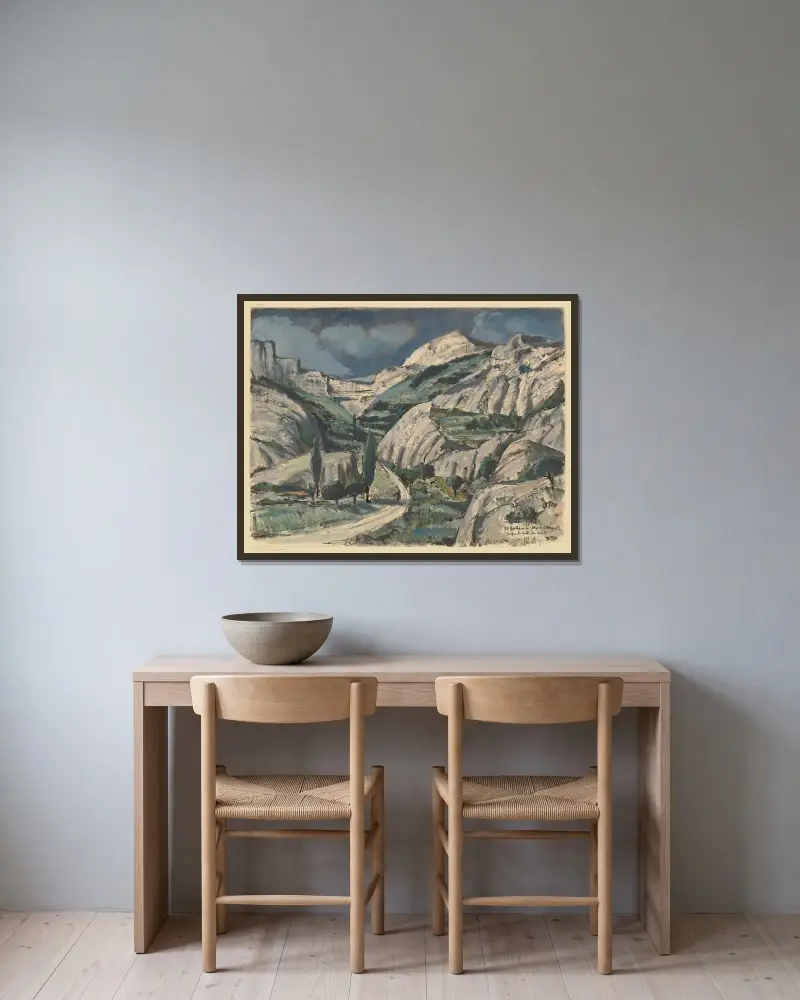 St.-Guilhem-le-Désert (Hérault), cirque du Bout du Monde av Hermann Lismann inramad på en vägg