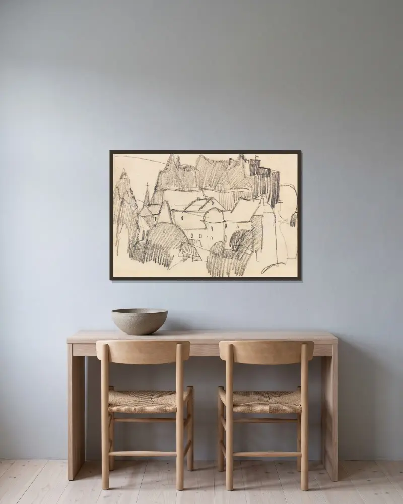 Burg Monschau von Hermann Stenner gerahmt an einer Wand