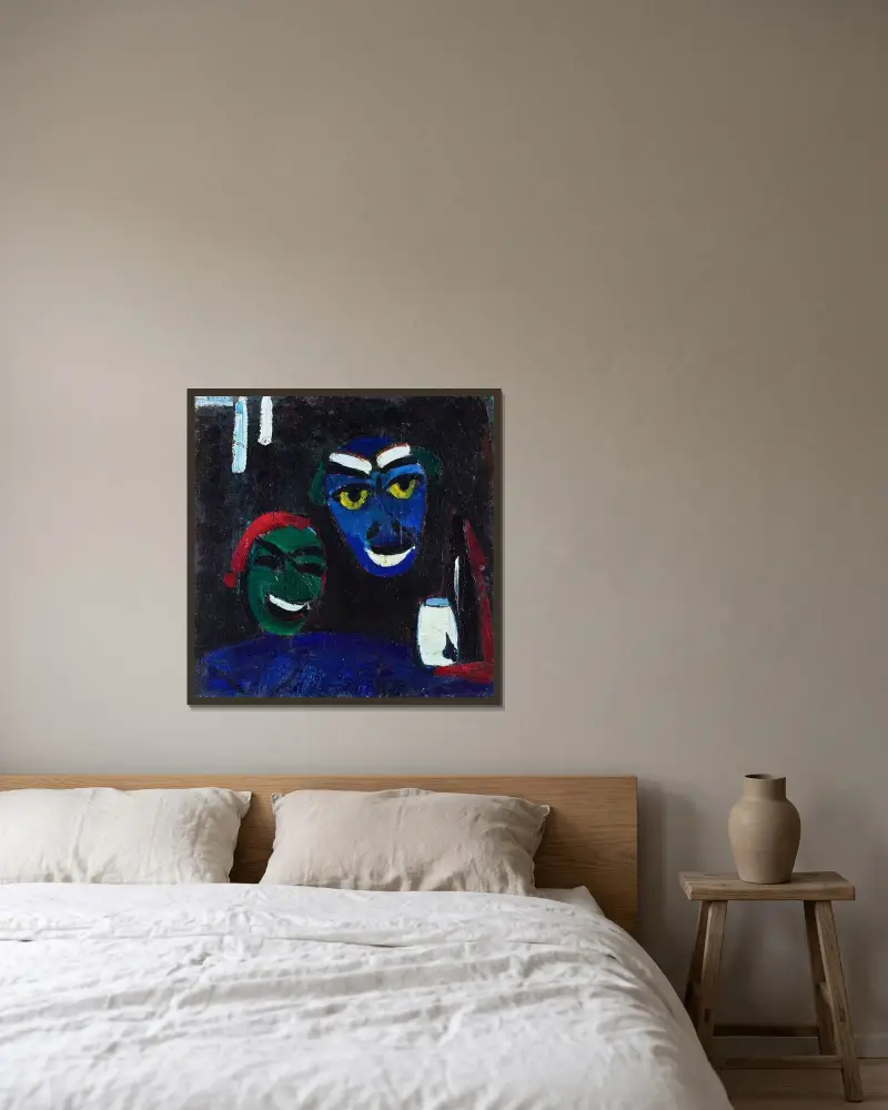 Masken av Hermann Stenner inramad på en vägg