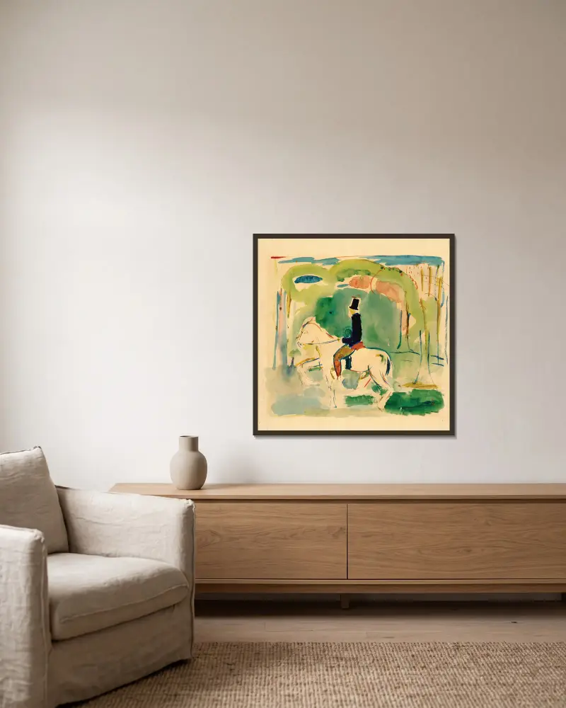 Reiter von Hermann Stenner gerahmt an einer Wand