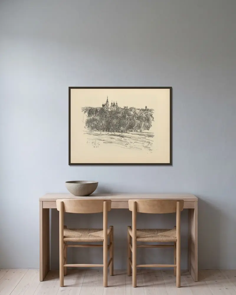 Blick auf Grodno von Hermann Struck gerahmt an einer Wand