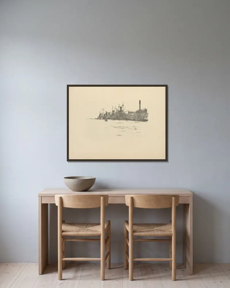 Kriegshafen von Libau von Hermann Struck gerahmt an einer Wand