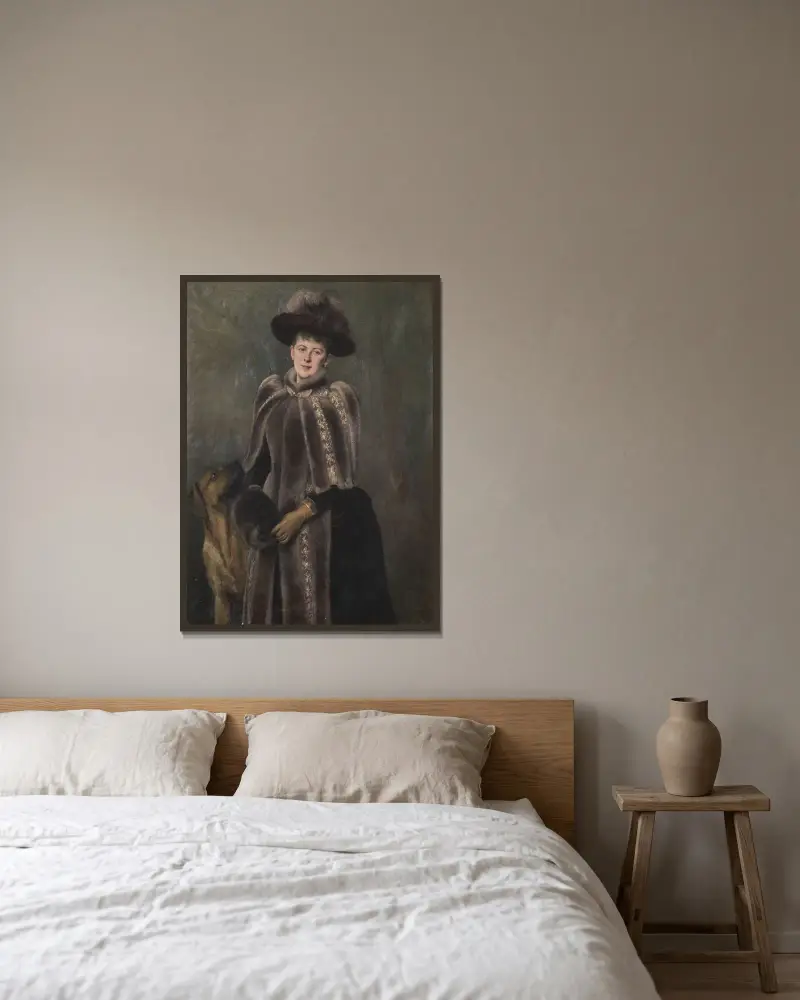 Beate Rosencrantz (1855-1925) av Hildegard Thorell inramad på en vägg