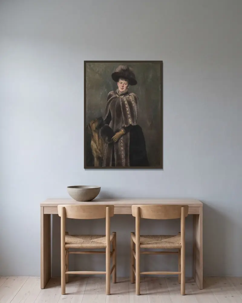 Beate Rosencrantz (1855-1925) av Hildegard Thorell inramad på en vägg