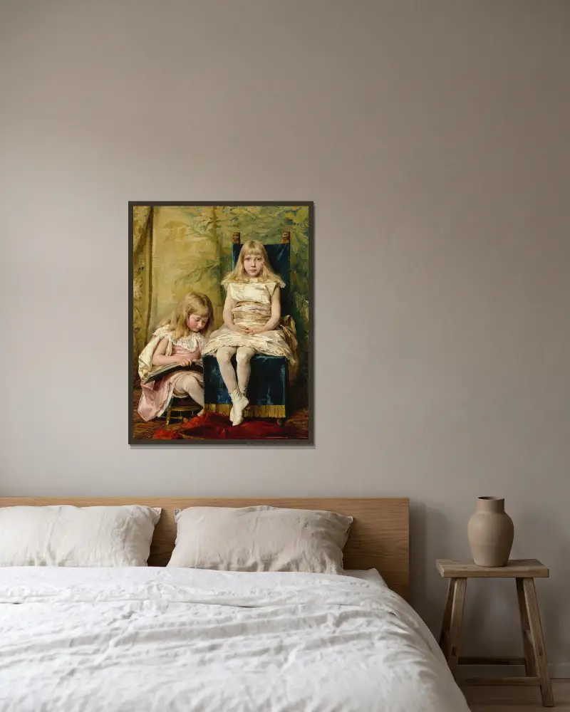 Hildegard and Alfhild Tamm av Hildegard Thorell inramad på en vägg