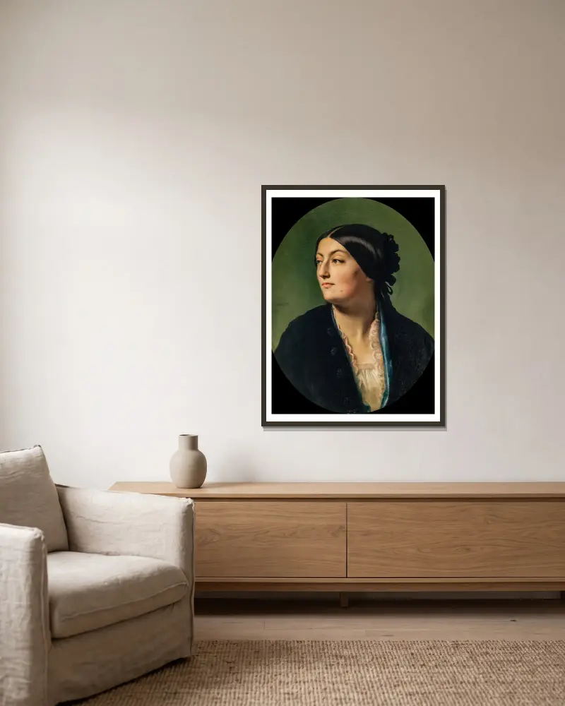 Jeanne Elisabeth, known as Isabelle Hittorf av Jean-Hippolyte Flandrin inramad på en vägg