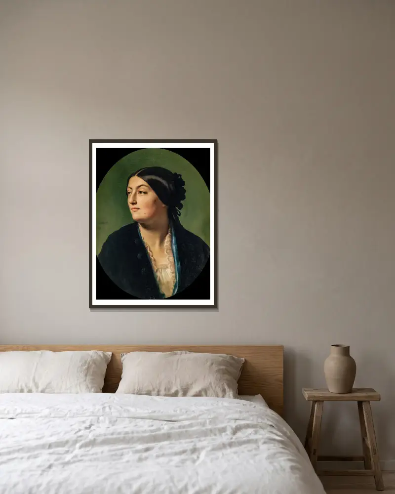 Jeanne Elisabeth, known as Isabelle Hittorf av Jean-Hippolyte Flandrin inramad på en vägg