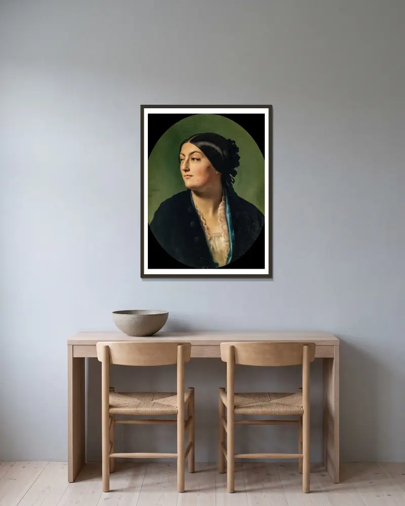 Jeanne Elisabeth, known as Isabelle Hittorf av Jean-Hippolyte Flandrin inramad på en vägg