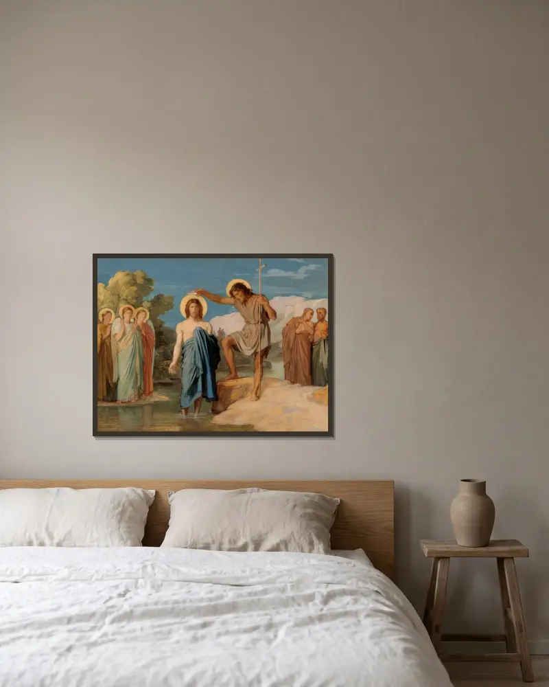 Le baptême du Christ av Jean-Hippolyte Flandrin inramad på en vägg