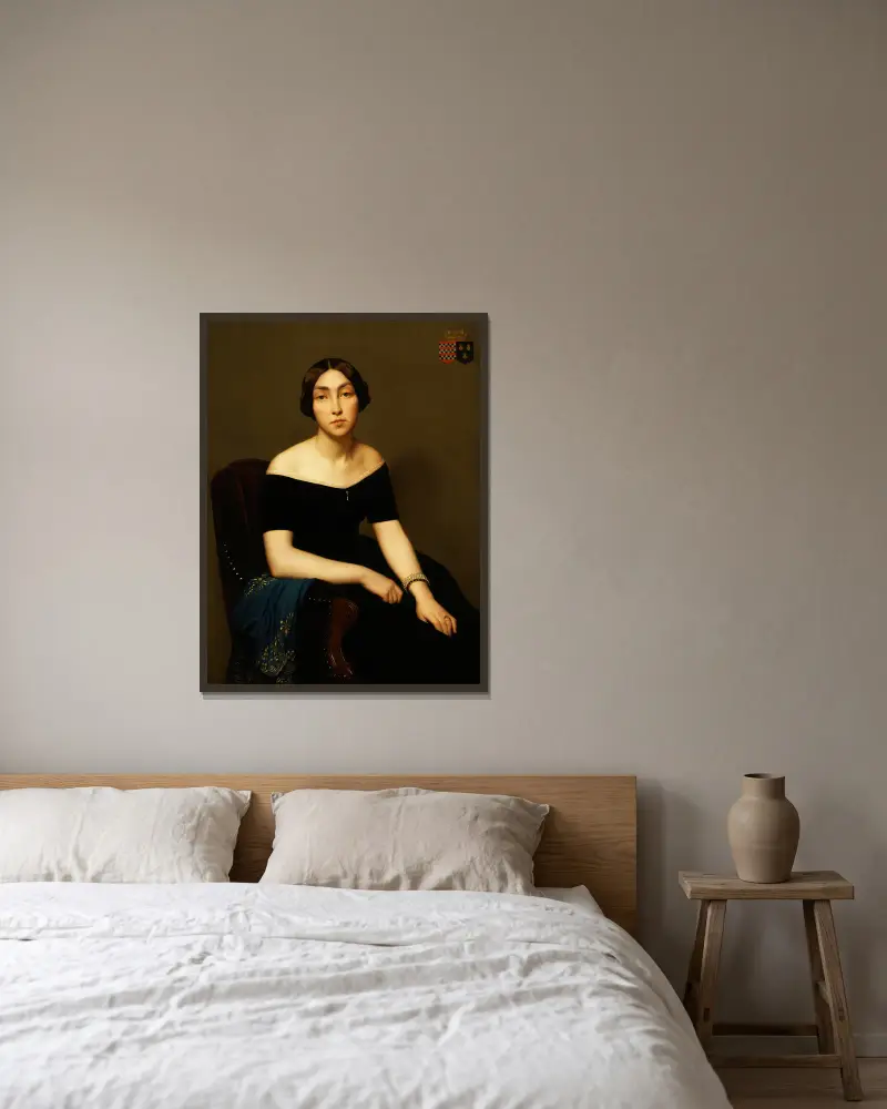Madame Louis Antoine de Cambourg av Jean-Hippolyte Flandrin inramad på en vägg